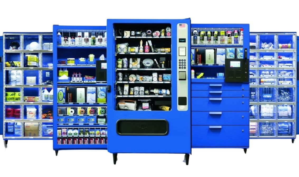 Blue vending machines